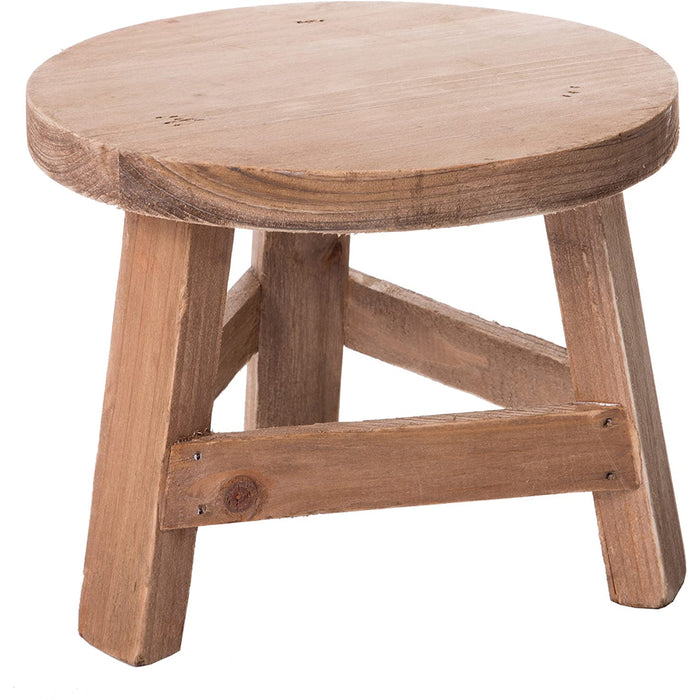 Red Co. Mini Wooden Stool Display Stand, Potted Plant Table, 7-inch