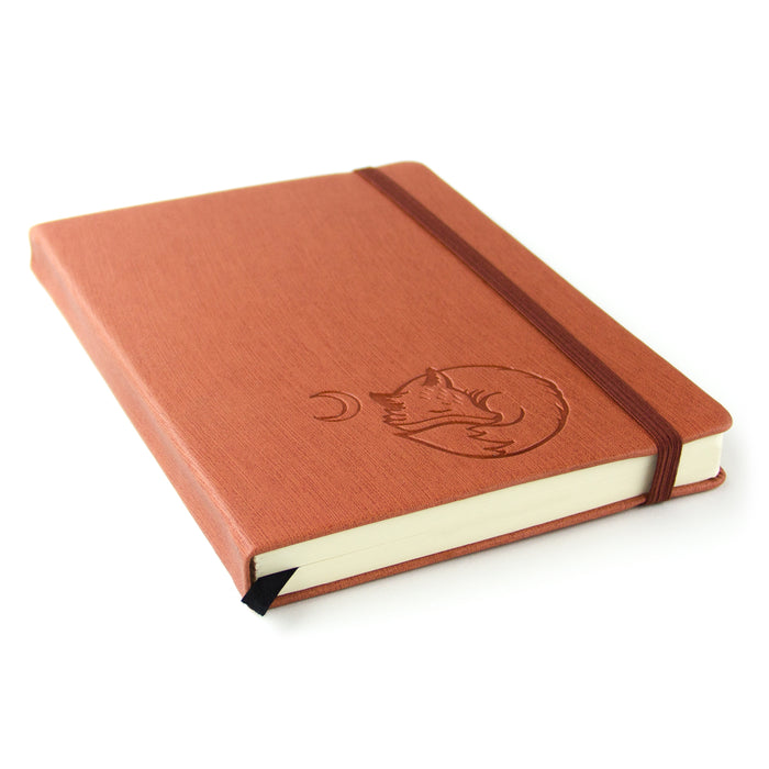 Red Co. Journal with Embossed Fox, 240 Pages, 5"x 7" Lined, Rust Orange