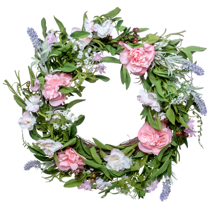 Red Co. 18" Beautiful Pink Spring, Artificial Spring & Summer Wreath, Door Backdrop Ornaments, Home Décor Collection
