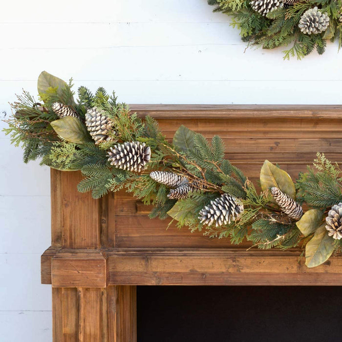 Red Co. Classic and Elegant Winter Evergreen Mixed Pine & Pine Cone Garland - 72”