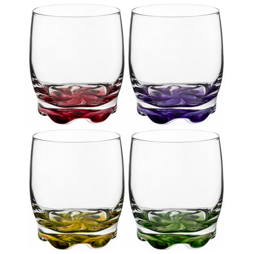 LAV Adora 12-Piece Multi Colored Bottom Drinking Glasses Set