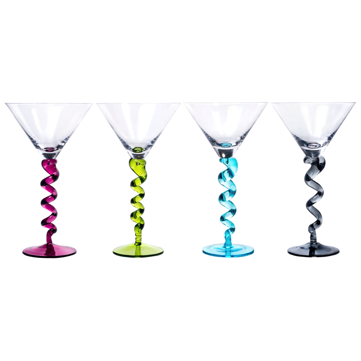 Unique Handcrafted Martini Glasses with Multicolored Twisted Stems  Red  Co. Goods