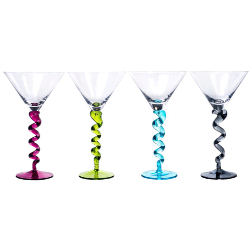 Unique Handcrafted Martini Glasses with Multicolored Twisted Stems — Red  Co. Goods