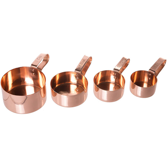Red Co. 4-Piece Copper Measuring Cups Set for Cooking, Baking, Liquid and Dry Ingredients, Set of 4 Sizes, Quarter to Full Cup