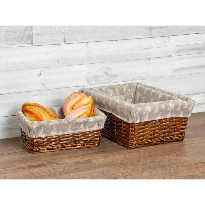Red Co. Multi-Purpose Rectangular Nesting Wicker Basket with Liners Set of 3, Storage Containers, Home Organizers