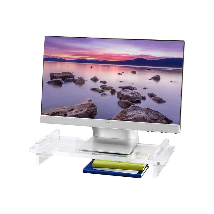 Red Co. Clear Acrylic 3 Piece Monitor Stand Computer Riser for Home, Desk, Business, Office, Gamers Multiuse Platform Lift 20" x 8" 3.5"
