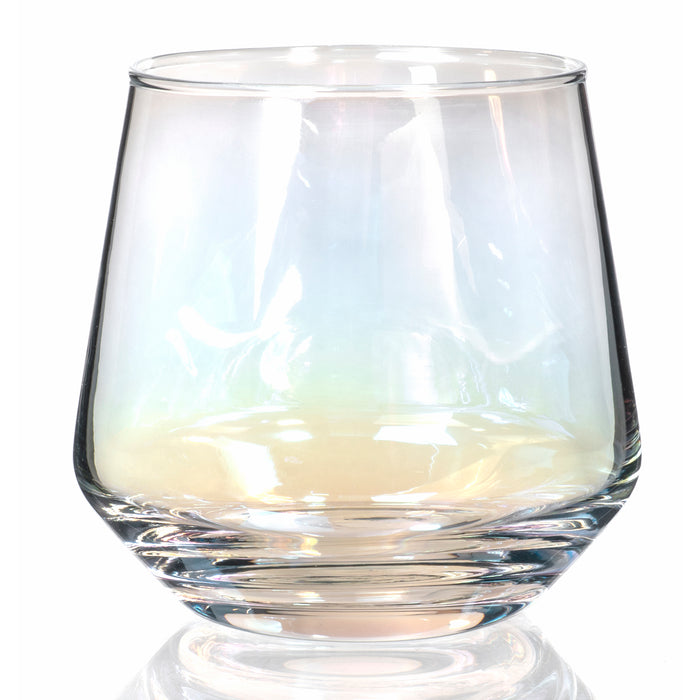 Set of 4 Electroplated Stemless Wine Glasses with Rainbow Effect (11 fl oz)